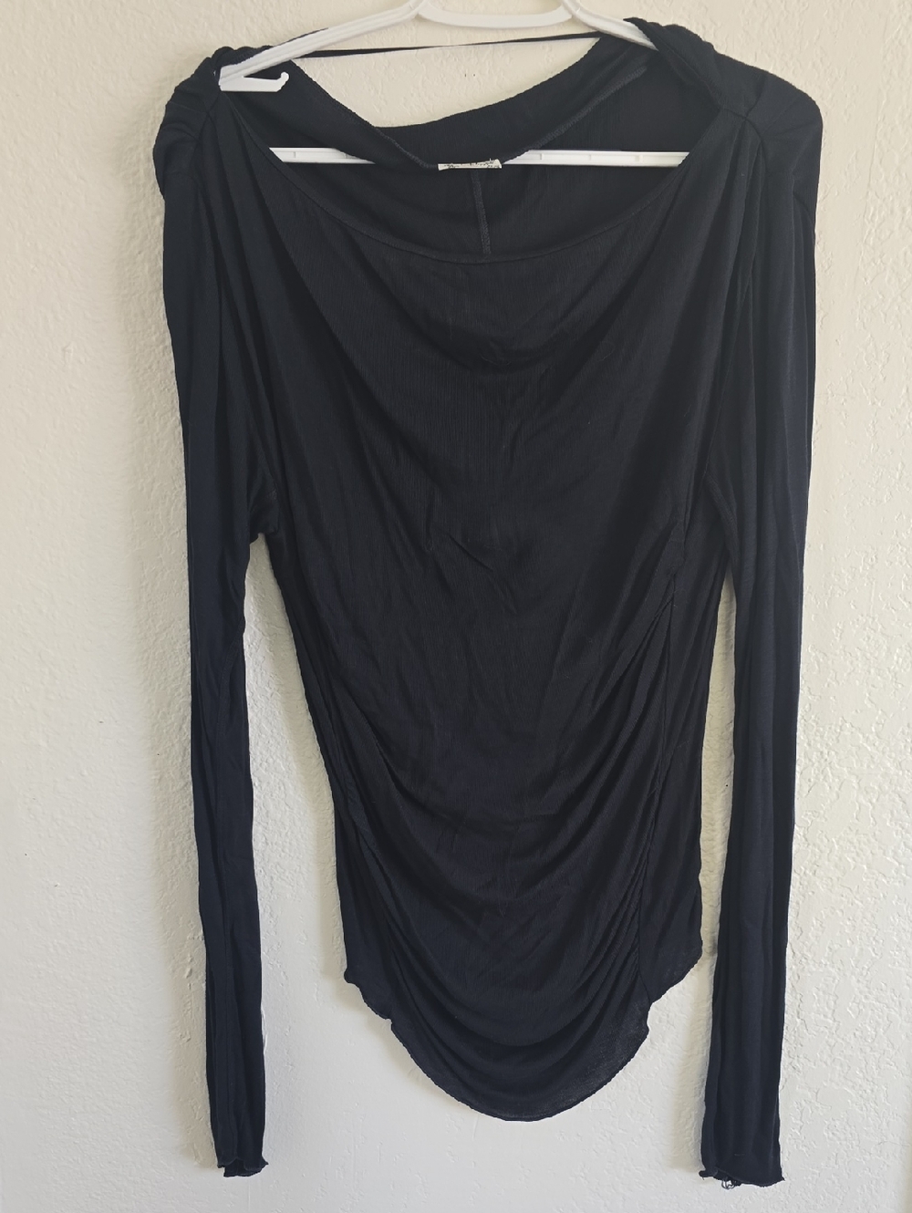Free People Black Long-Sleeve Draped Top